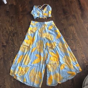 Cropped Top and Wide Leg Pant Set